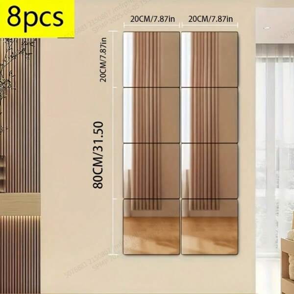 A Set Of 3D Acrylic Mirror Wall Stickers - 20 Cm X 20 Cm, 1 Mm Thick, Square Combination Wall Stickers, Decorative Three-Dimensional Hanging Mirrors, Suitable For Home, Gym And Corridor Decoration Room Decor Wall Decor Personalised Stickers