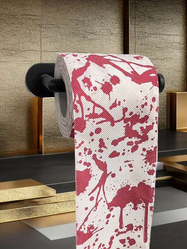 3pcs Halloween Blood Pattern Toilet Paper, Made Of Wood Pulp, Suitable For Household Cleaning And Creative Gifts, Halloween Decoration, Party Decoration