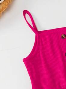 BASUSARRI 2件套女童碎花数码印花休闲无袖露肩夏季连衣裙，百搭度假风