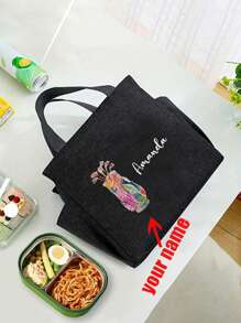 1pc Custom Name Portable Insulated Lunch Bag, Printed With Golf Clubs, Large Capacity Lunch Box Bag, Double Pocket Lunch Bag, Suitable For Students, Beginners And Office Workers, Large Capacity Student Meal Thick Aluminum Foil Portable Insulated Box,