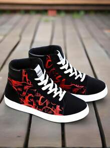 1 Pair Women's High-Top Canvas Shoes, Korean Style Student Sneakers, Casual Shoes For Teenagers, Winter