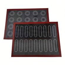 1/2pcs Double-Sided Silicone Macaron Baking Mat With Patterned Design, Non-Stick Oven Tray Liner For Pastries, Cookies, Breads, Desserts, Easy To Clean And Durable Kitchen Silicone Macaron Baking Mat - Multicolor - View 3