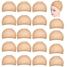 YYong 20 piezas gorro de peluca gorros de peluca invisibles transpirables elásticos perfectos para uso profesional - marrón claro - Ver 1