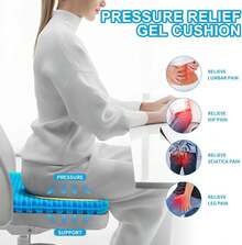Gel Seat Cushion For Long Sitting, (2.4 Inch Extra Thick Cushion) Egg Sitter Gel Cushion, Soft&Breathable Pressure Relief Seat Cushions, Gel Pad For Chair - 藍色 - 查看 5