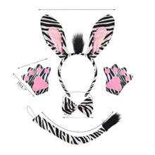 1 pièce Ensemble de 3 pièces mode européenne et américaine pour fête : Serre-tête avec oreilles de zèbre, nœud papillon et queue, accessoires de costume de bandeau décoratif exagéré pour Halloween