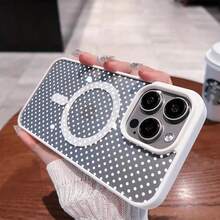 Fashion Transparent Cute White Dot Pattern Magnetic Girl Mobile Phone Case Suitable For IPhone 16ProMax/16Plus/16Pro/16, IPhone 15/14/13/12/11 Wireless Charging Shockproof Lens Protection Magsafe Mobile Phone Case, Gift - White - View 3