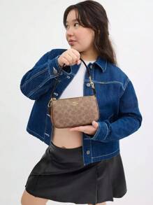 Coach Bolso de hombro Nolita 19 para mujer, bolso debajo del brazo, monederos y bolsos lindos para mujer, bolso de hombro de la marca Coach en lona con firma a bloques