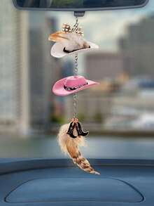 1pc Car Rearview Mirror Cute And Compact Hat Car Rearview Mirror Decoration