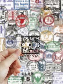 60 Stück/Pack Vintage Poststempel transparente Aufkleber zum Dekorieren von Gepäck, Kühlschrank, Büchern, Fenstern, Kleiderschränken, Schlafzimmertüren, Tagebüchern, Scrapbooking, Lernbelohnung, Hobby-Sammlung, perfektes Geschenk