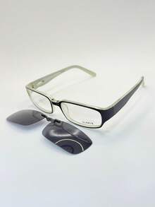 1 Piece Glasses Frame, Small Model, 2 In 1 Clip-On - Đen và trắng - Xem 4