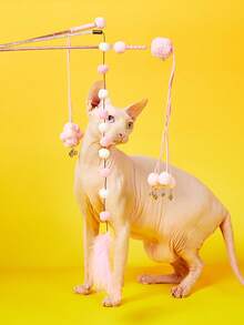 PETSIN 猫玩具羊毛球猫玩具互动训练玩具猫用棒彩色毛绒球带铃铛猫玩具宠物用品 - 彩色 - 查看 4