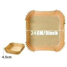 50/30 piezas de accesorios de cocina, papel para freidora de aire, utensilios de cocina, moldes de pastelería cuadrados y redondos desechables, plato de BBQ, almohadilla antiadherente ZU8Y - Cuadrado de 24x20x4,5 cm - Ver 3