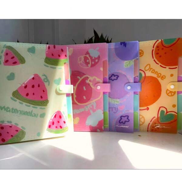 Carpeta de archivo expandible con 5 bolsillos con diseño de frutas de verano, organizador de archivos tipo acordeón tamaño carta para la escuela, oficina y el hogar con pestañas'