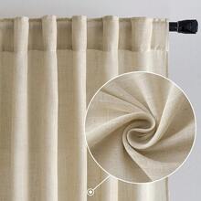 New  Linen Curtains 90 Inch Length For Living Room 2 Panels, Tan Beige Rod Pocket Back Tab Light Filtering Semi Sheer Boho Soft Linen Window Drap Farmhouse Burlap Dr Curtains For Bedroom - 亞麻布 52 寬 x 90 長(2 包) - 查看 2