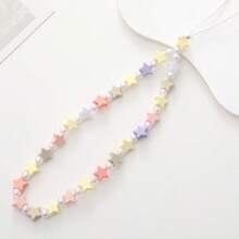 AB 彩色星星串珠手机带防盗手机吊饰免提手机腕带，适合女士女孩 AB 彩色星星手链手机挂绳手机链腕包钱包腕带 - 1pc - 查看 4