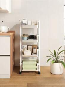 3/4/ 5-Tier Rolling Utility Cart With Wheels,Compact And Practical Space Saving 5-Tier Organizer,Combination Removable Storage Rack,Rolling Plastic Storage Cart With Wheels,Multifunctional Kitchen And Office Use,Floor Stand With Wheels, Easy To Move Kitchen,Garage Or Studio Organization,Rolling Storage Cart