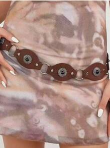 Nuevo cinturón de cuero con hebilla de metal vintage y empalme, estilo vaquero, faja de cuero con lazo a la moda para verano, escuela, otoño, Halloween