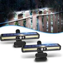 1 件装太阳能景观灯，户外防水太阳能夹超亮运动传感器灯，适用于庭院、花坛、栅栏、露营、装饰楼梯灯（默认白光）万圣节圣诞节感恩节礼物 - 黑色 - 查看 2