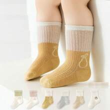 5 Pairs Assorted Newborn Baby Socks, Summer Thin Mesh Mid-Calf Breathable Socks For Infants Under 1 Year Old, Pure Cotton