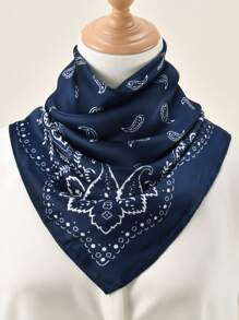 1 pieza Pañuelo de mujer con estampado de anacardo, de material sedoso, pañuelo para la cabeza, pañuelo para el cuello, apto para uso diario