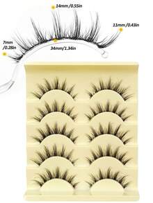 Rikuaild 5 Pairs Doll-Like Natural False Eyelashes - Transparent Stem Cartoon Eyelashes, Fairy Tale Design Perfect For Cosplay, Reusable - 貓精靈假睫毛 - 查看 6