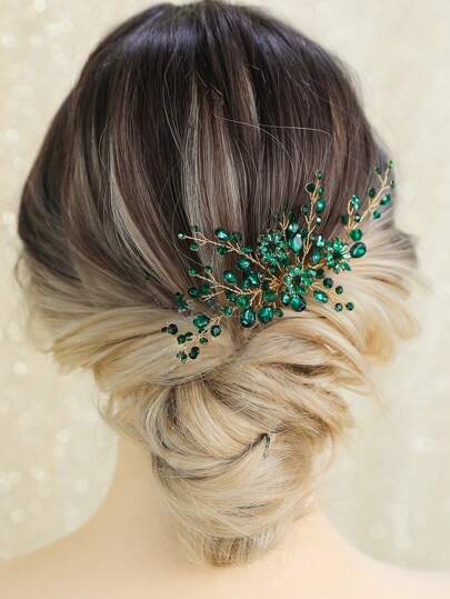1 قطعة مشبك شعر مزين بالأحجار الكريستالية، إكسسوارات شعر أنيقة للعروس والعروسة، إكسسوارات شعر مناسبة للزفاف والمناسبات والحفلات