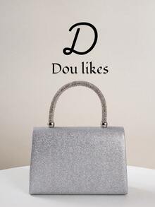 Women's Formal Party Clutch, Fashionable Glitter Silver Handbag, Large Capacity Wallet, Decorated With Luxury Metal Hardware, Sequin Patchwork Design, Perfect For Weddings, Parties, Celebrations, Galas, Birthday Gifts, Valentine's Day Gifts, Balls And Formal Events