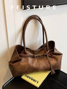 1pc Women's Large Capacity One Shoulder Shopping Bag With Magnetic Closure, Suitable For Daily Outings, Dates, Commuting