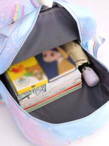 Cute Capybara Nylon Backpack - Lightweight, Spacious, With Fuzzy Pom Pom Decor, Suitable For School And Daily Commute, Available In Blue/Rose Red/Pink/Purple, Travel Backpack , Cute , Back To School