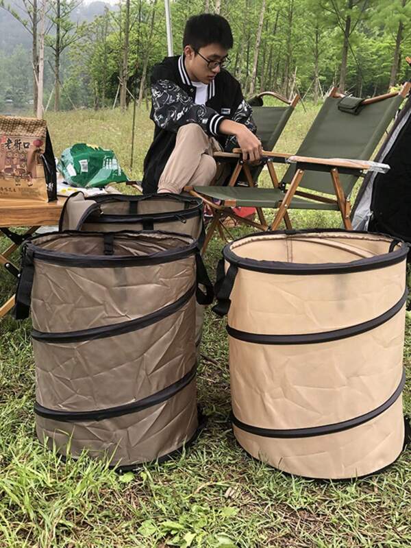 1 Stück Camping Mülleimer & Recycling-Behälter - Faltbarer Outdoor Müllsack mit stabilen Griffen, robuster Plastik tragbarer Müllbehälter geeignet für Auto, Garten, Terrasse, Camping