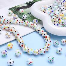 10 peças de contas redondas de vidro com bolinhas decoradas em cores doces para fazer joias, pulseira, colar, corrente de telefone, suprimentos para artesanato