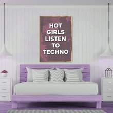 Set de 1 pieza/3 piezas Impresiones de arte de pared de lienzo con diseño de texto de moda moderno, "Chicas escuchando ", regalo único y original, muy adecuado para decoración de sala, baño, dormitorio, estudio, pasillo, oficina, apartamento, Sin marco/Enmarcado