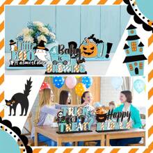 6 Stück Halloween Deko, hölzerner Trick or Treat Tisch Mittelpunkt, Party Zubehör