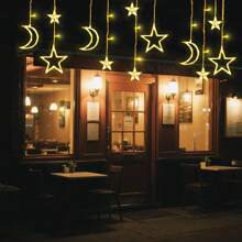 LED, Romantic, Warm White, Colorful, Stars, Moon, Home Furnishings, Festivals, Atmosphere, Decoration, String Lights, Curtain Lights