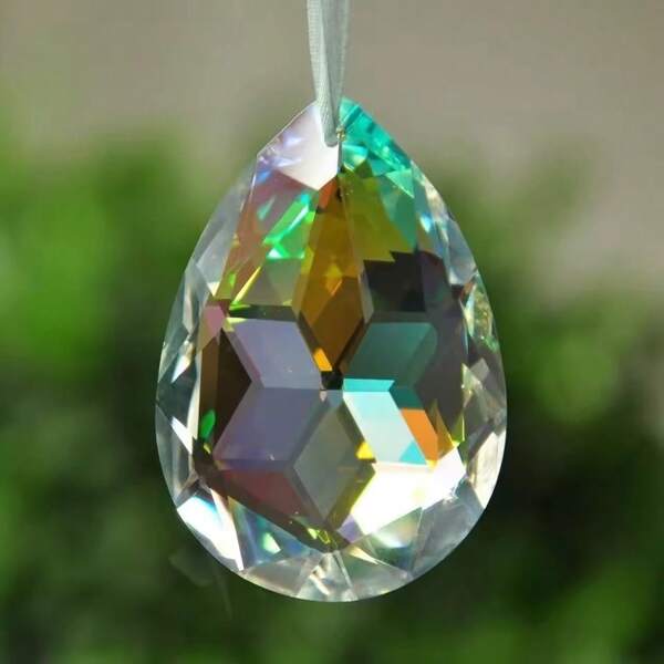 10 PIEZAS de 38 mm Cuentas de cristal de Bauhinia para hacer atrapasueños, prismas, decoración colgante, fabricación de joyas, creación de arcoíris y talla grande.