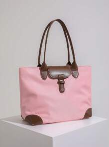 Bolsa Sacola de Lona de Nylon de Grande Capacidade Moda Feminina, Bolsa de Ombro Casual para Trabalho e Deslocamento