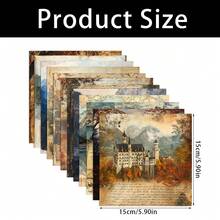 12 件欧洲复古城堡主题剪贴簿纸垫，5.9 * 5.9 英寸单面剪贴簿纸，适用于垃圾日记本、卡片制作、DIY 工艺、相册、礼品包装、学校用品、返校