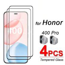 2+2 Piezas Protector de Pantalla para Honor 200 5G/400Pro, con Protector de Lente de Cámara, Dureza 9H, Película de Vidrio Templado Anti-Arañazos, Compatible con Funda de Teléfono, Anti-Huellas Dactilares. Protector de Lente de Cámara Honor 200 Pro Apto para Honor 200 Lite/Honor 200 Protector de Pantalla de Vidrio Templado