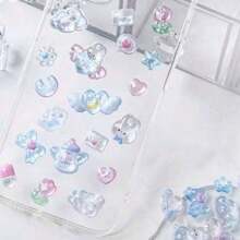 1pc/4pcs Creative Cartoon 3D Embossed Stickers - Cute Small Animals, Mobile Phone Decoration Stickers, Gem Crystal Diamond Children Decorative Stickers, 3D Embossed Cute Stickers [Randomly Assorted, Color Difference]