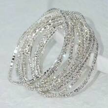1 conjunto de brazaletes de lujo con cristales de color negro, gris, negro y gris que combinan con blanco, pulsera elegante para uso diario y fiestas