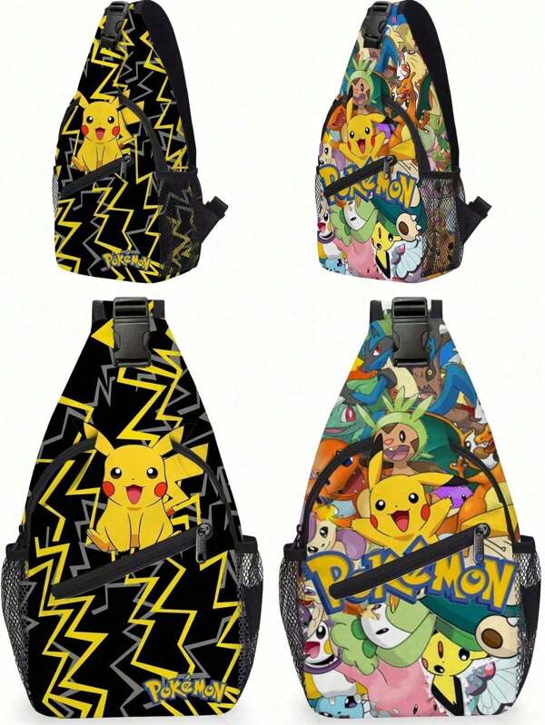 pokemon 3D Printed Petelf Primary And Secondary School Studentscross-Bodywaist Bag Small Shoulder Bag Chest Bag