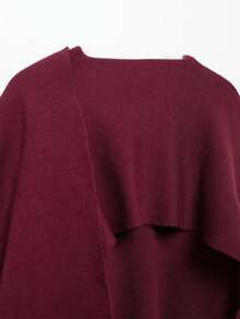 DEEKA Herbst/Winter neue lässige Schal-Poncho-Stil Rundhals Langarm kurze gestrickte Strickjacke - Bordeaux - Übersicht 10