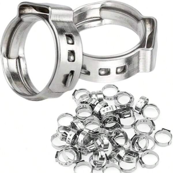 Pex Clamps, 50pcs 1 Inch 304 Stainless Steel PEX Cinch Crimp Rings Pinch Clamps For PEX Tubing Pipe Fitting Connections
