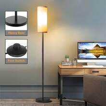 63inch Smart Floor Lamp With Fabric Shade, Black Metal Pole, A 9W A19 Smart Bulb, 2700-6500K + RGB Color-Changing. Foot Switch And App Control, App Music Synchr, Suitable For Room Decoration, Bedroom, Living Room, Commercial Decoration. - View 9