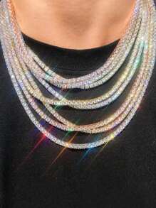 1pc Stainless Steel Punk Style Twist Chain Necklace, Unisex, Suitable For Daily Wear, Gift For Holidays