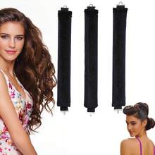 Heatless Hair Curler Sticks Rollers Foam For Overnight No Heat Curls Long Medium Hair 3PCS Black - 黑色 - 查看 7
