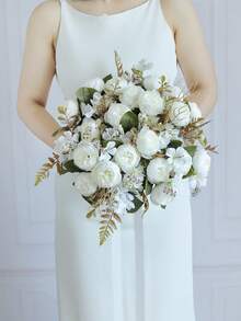 1/3PCS人造花玫瑰花束，绣花球，牡丹混合花，新娘手捧花，婚礼装饰，DIY花环材料，生日派对装饰材料，家居餐厅，客厅，花瓶，户外花园，秋季装饰，情人节，新年礼物