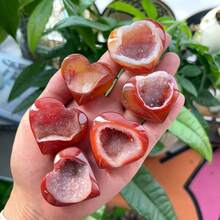 1pc Natural Crystal Healthy Energy Stone Red Agate Geode Heart Carving Decorative Agate Display Stone - Agate Geode Heart - View 2