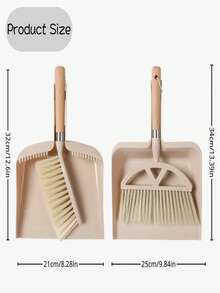 1 Piece Broom & Dustpan Set With Wooden Handle - Small In Size, Natural Wood Color, Durable Material, Suitable For Cleaning Floors, Sofas And Tables, Complete With Small Brushes, Ideal For Home And Commercial Use, Suitable For All Users - Milky White - View 3