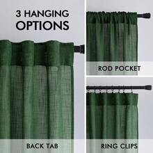 New  Linen Curtains 96 Inch Length For Living Room 2 Panels, Hunter Green Back Tab Pocket Light Filtering Semi Sheer Soft Linen Emerald Dark Green Christmas Drap Farmhouse Boho Curtain For Bedroom - 獵人綠 52 寬 x 96 長(2 包) - 查看 5